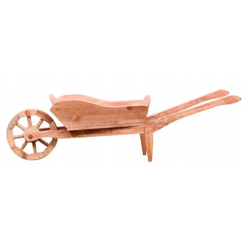 Wheel Barrow Planter 127 cm — natural wooden flower cart